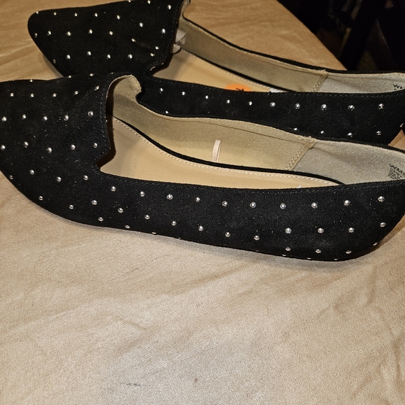Report black faux suede flats with silver studs. - Picture 4 of 6
